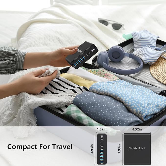 320W USB C Charger Block, 10-Port USB C Charging Station GaN III PD 65W Laptop
