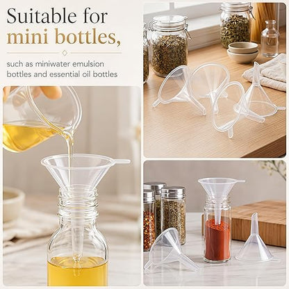 Hoolerry 100 Pcs Small Funnel for Filling Small Bottles Clear Plastic Mini