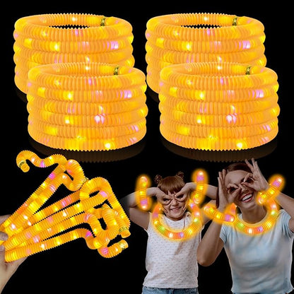 24 PCS Orange Glow Sticks Pop Tubes for Toddlers,Light Up Necklaces Bracelets Accessories for Kids,Halloween Party Favors Supplies Decor,Goodie Bags Boo Basket Stuffers Classroom Prizes for Boy
