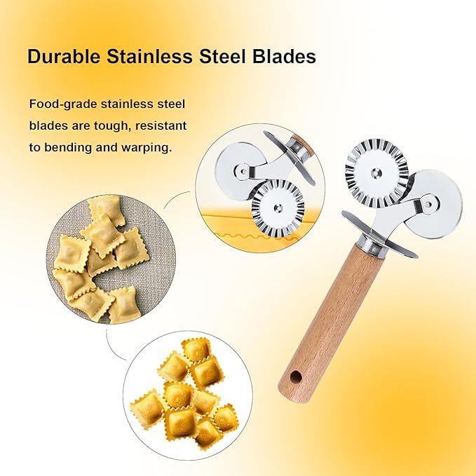 Pastry Double Cutter Wheel, 2 Pack Pasta Cutter Wheel, Dual-Head Baking Tool