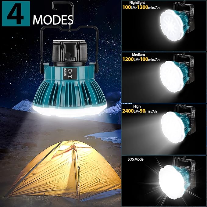2400LM LED Camping Lantern for Makita 18V LXT Lithium Battery, 24W LED Work Light for Car Repairing , Camping, Emergency and Hurricane, Hiking, Fishing