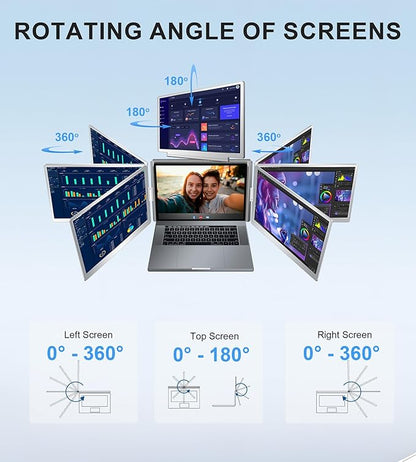 FOPO 16" Laptop Screen Extender Monitor Portable, Quad Monitor, Just 1 Cable
