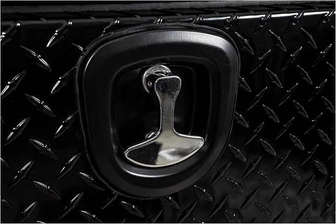 Buyers Products 1721568 Black Aluminum Diamond Tread Topsider Truck Box With Drop Door, 96x18x16 Inch, Weather Resistant, Locking Compression Latch, No Drill Install, Made in USA