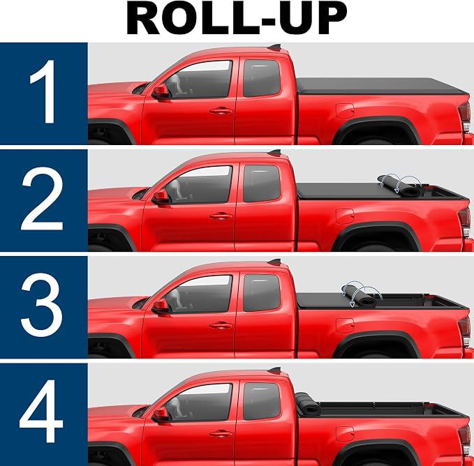 MOSTPLUS 5FT Roll-Up Soft Vinyl Truck Bed Tonneau Cover Compatible with 2005-2015 Toyota Tacoma Extra Short Model On Top Fleetside Cargo Bed 60Inch