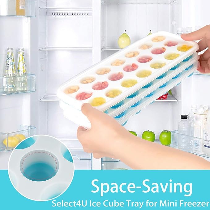 Ice Cube Trays with Lids BPA Free, 4 Pack Easy Release Silicone Ice Cube Trays