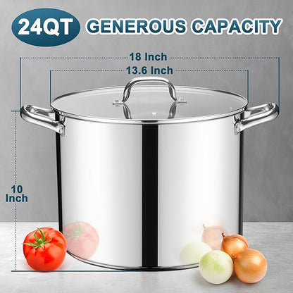 E-far 24-Quart Large Stock Pot, Stainless Steel Stockpot