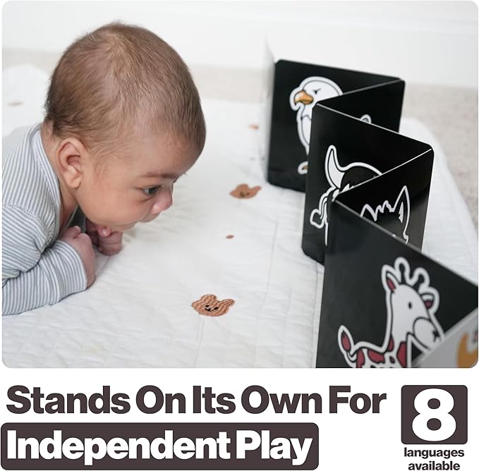 Happy Start Award-Winning High Contrast Board Book - Newborn Black & White Baby Cards, Easy to Clean, Hospital Approved, Stands on Its Own, Tummy Time Toy, Ages 0+ (English - Pack of 3)