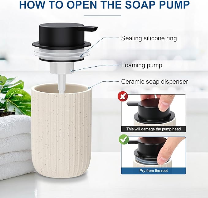 Ceramic Foaming Soap Dispenser, 12 oz Bathroom Foam Hand Soap Dispenser
