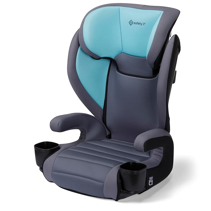 Safety 1st Grow and Go 2-in-1 Booster Car Seat with ComfortWings, Converts High-Back to Backless, 19" Wide, Fits 3 Across, Lightweight, Foldable, Easy-Clean, Cup Holders, 40-100 lbs, Beach Wave