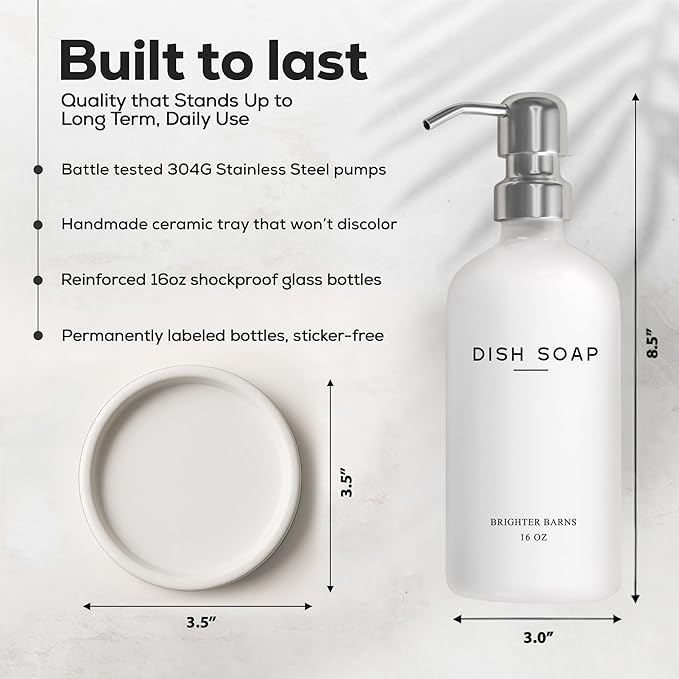 White Glass Dish Soap Dispenser