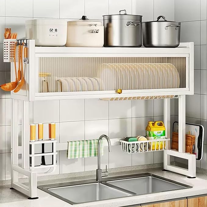 Milkshake White 3 Tier Over Sink Dish Rack Drainer