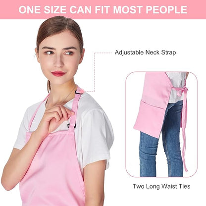 Jubatus 2 Pack 3 Pockets Adjustable Bib Apron Chef Kitchen Cooking Aprons
