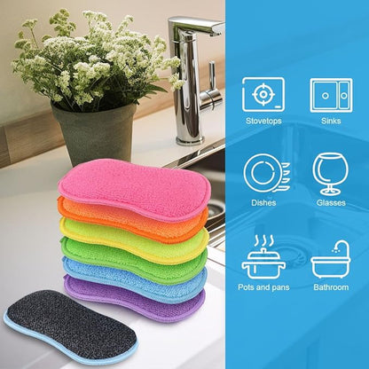 HOMEXCEL 6 Pack Multi-Purpose Scrub Sponges Kitchen, Dish Sponge, Non-Scratch