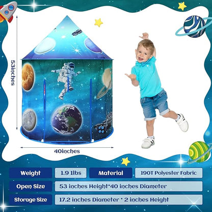 Space World Play Tent Pop Up Kids Indoor Sensory Playhouse Children Foldable Kids Tent for Boys Girls Toddler as 3 4 5 6 7 Years Gift as Birthday Christmas Toys