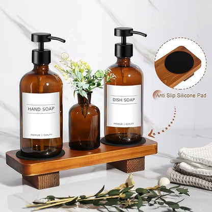 KASUNTING Amber Glass Soap Dispenser