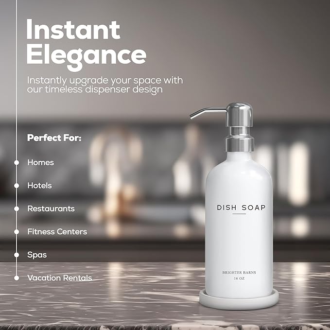 White Glass Dish Soap Dispenser