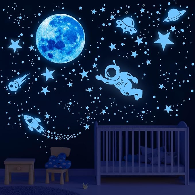530Pcs Glowing Stars for Ceiling,Glow in The Dark Stars,Space Wall Decals Solar System Galaxy Planets Wall Stickers for Kids, Wall Decor for Girls Kids Bedroom Nursery Birthday Party Favor