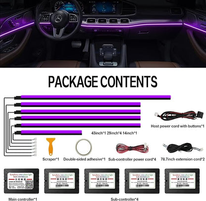 RGB Acrylic Ambient Lighting Car Lights, LED Strip Lights
