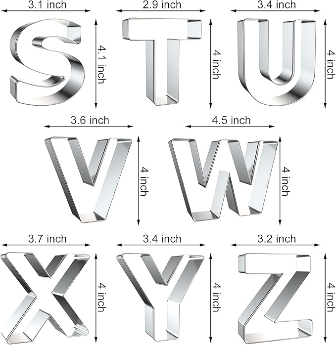 4 Inch Alphabet Letter Cookie Cutter Set