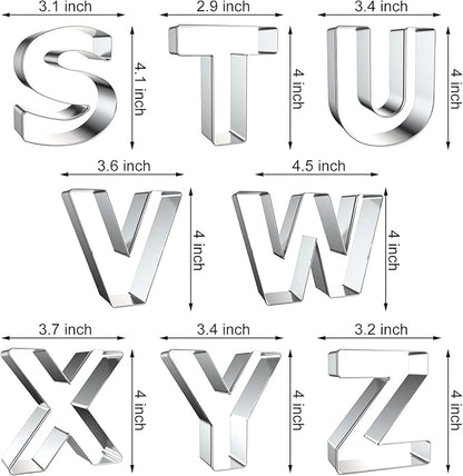 4 Inch Alphabet Letter Cookie Cutter Set