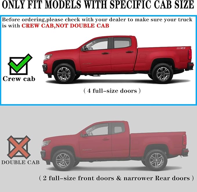 COMNOVA Running Boards Compatible with 2015-2026 Chevy Colorado/GMC Canyon Crew Cab, 6 Inch Carbon Steel Black Truck Side Step Rock Sliders, Nerf Bars Steps for Colorado Crew Cab.