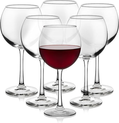 Libbey Vina Red Balloon Wine Glasses, 18.25 Oz Elegant Large Red Wine Glasses Set of 6, Long Stem Glass Wine Glasses for Weddings, Birthdays, and More