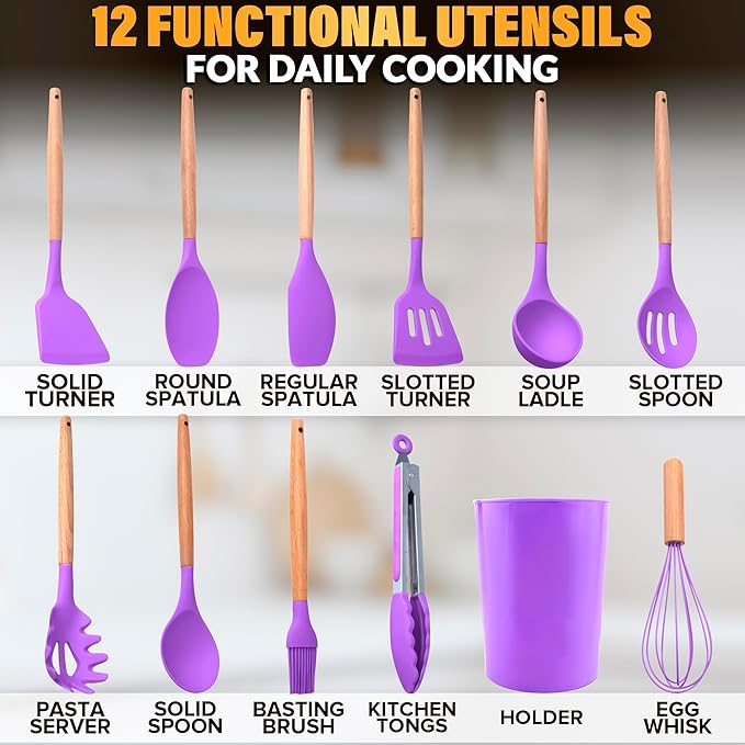 12 Pcs Purple Kitchen Utensils Set