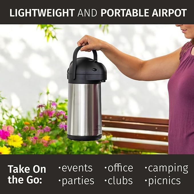 Thermal Coffee Carafe 74Oz, Keeps Drinks Hot