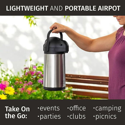Thermal Coffee Carafe 74Oz, Keeps Drinks Hot
