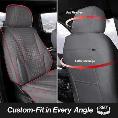 Coverland Custom SUV Car Seat Covers Front Seats for [2006-2010 Jeep Commander] - Protector Car Seat Cover Water Resistant Leather Memory Form Back Support Seat Cushion [Front-Dark Gray]