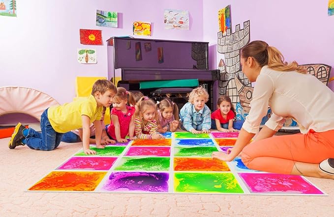 Art3d Liquid Sensory Floor Decorative Tiles, 11.8"x11.8" Square, Colorful, 6 Tiles
