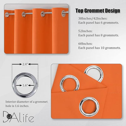 DUALIFE 90 Inch Orange Curtains