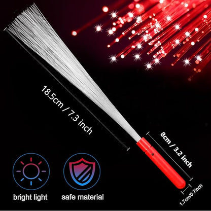 12 Pack Red Glow Fiber Optic Wands Bulk Light Up Wand Glow Sticks with 3 Lighting Modes for Christmas Valentine's Day Easter 4th of July Halloween