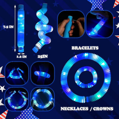 12 PCS Blue Glow Sticks Party Favors for Kids, Light Up Pop Tubes Party Favors for Toddlers, Halloween Party Basket Goodie Bag Stuffer Fillers, Birthday Party Treats Prizes Toy Gifts for Boys Girl