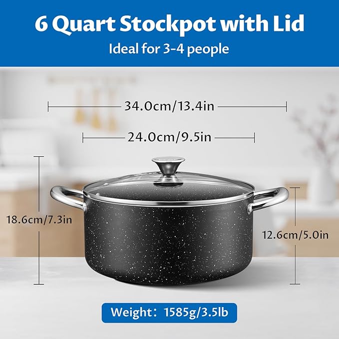 BEZIA 6 Quart Nonstick Stock Pot