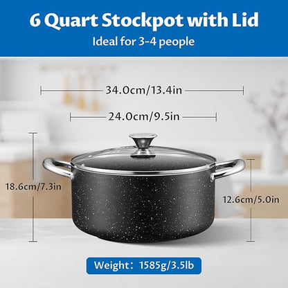 BEZIA 6 Quart Nonstick Stock Pot