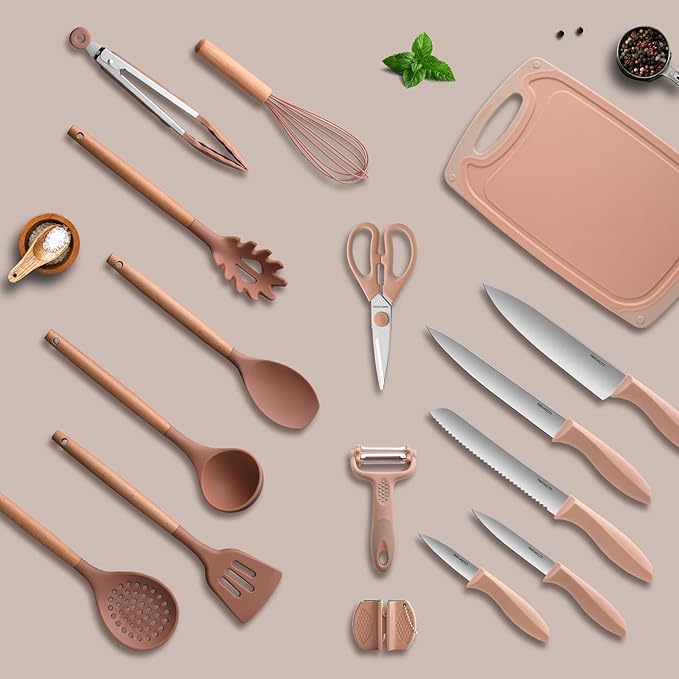 RAXCO Utensil Sets, 18-Piece Silicone Cooking Utensils and Kitchen Accessories