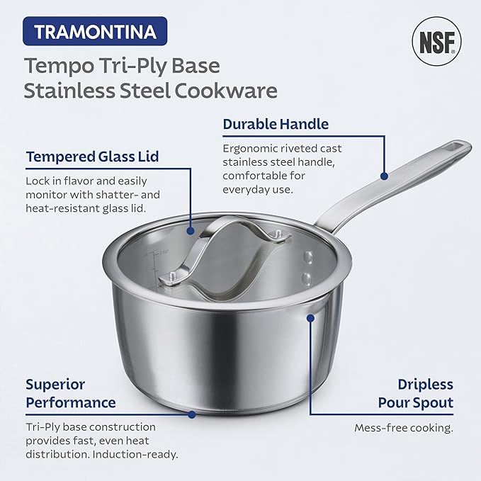 Tramontina Tempo Tri-Ply Base Stainless Steel 10-Piece Cookware Set