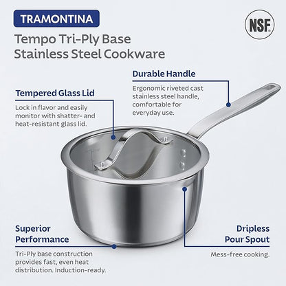 Tramontina Tempo Tri-Ply Base Stainless Steel 10-Piece Cookware Set