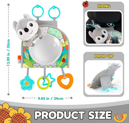 Koty Infant Car Seat Toy - Kick and Play Activity Center with Mirror, Teether and Crinkle Paper, Fun Travel Baby Toy for Rear Car Seat, Easier Drive with Newborns, Babies