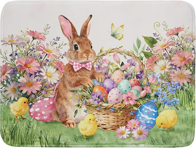 Easter Rabbit Eggs Dish Drying Mat
