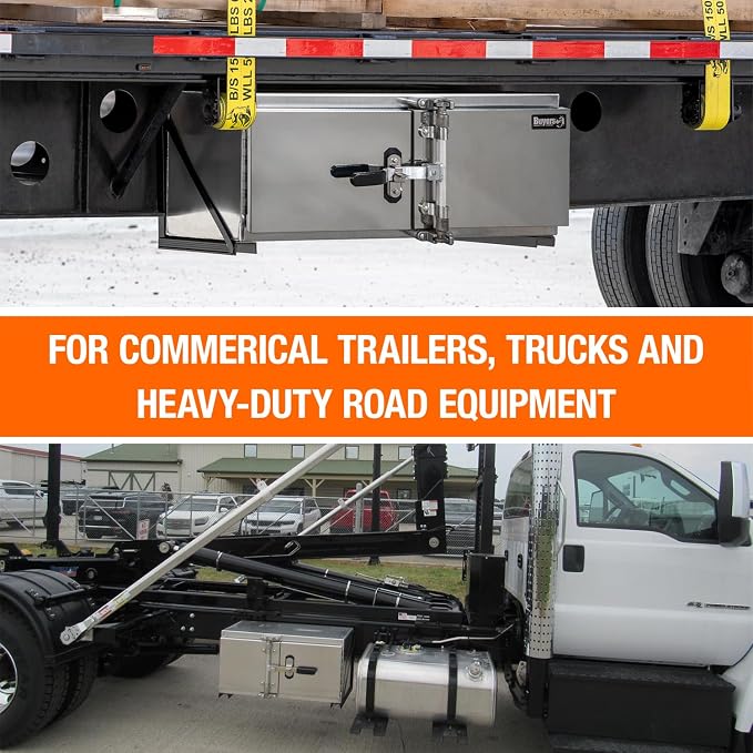 Buyers Products 1763127 Smooth Aluminum Underbody Truck Tool Box With Cam Lock Stainless Steel Double Barn Door, 60 x 24 x 18 Inch, Made In The USA