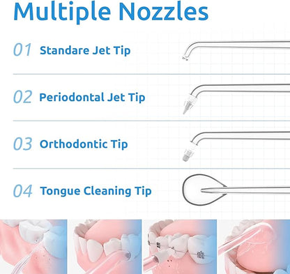 Water Flosser 6 Modes & IPX7 Waterproof Rechargeable Oral Irrigator Water Teeth