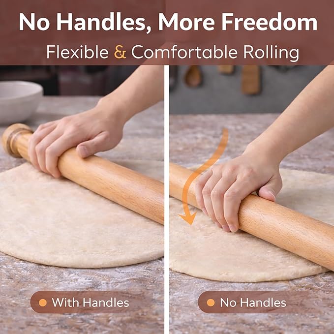 17 Inch French Rolling Pin, Wooden Dough Roller