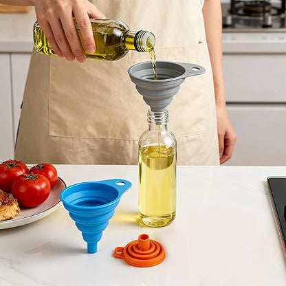 6 Pcs Funnels for Kitchen Use Filling Bottles, Silicone Funnel Small and Large