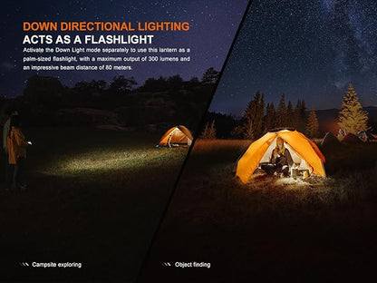 Fenix CL22R 500 Lumen Compact Lantern, USB-C Rechargeable and Multifunctional with Red Light and Colorful Ambient Lights for Camping, Hiking, Fishing (Iceberg White)