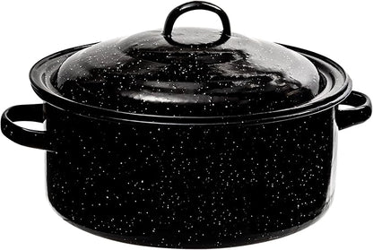 Granite 5 Qt Stockpot, Nonstick Soup Pot With Lid, Speckled Enamel Ware Cookware, Large Stock Pot For Boiling and Cooking, Big Granite Cooking Pot for Stovetop, Campfire, Outdoor Stove