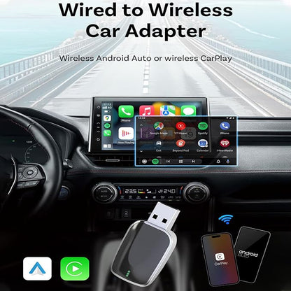 Wireless Carplay Adapter for Jeep Wagoneer 2022 2023 2024, 2 in 1 Android Auto/Carplay Wireless Adapter Auto Reconnect Accessories