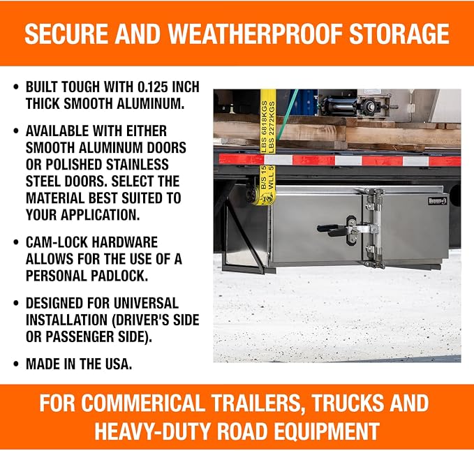 Buyers Products 1763142 Aluminum Underbody Truck Tool Box, Stainless Steel Double Barn Doors, Cam Lock Rod, Weatherproof Storage for Flatbed Trailer and Dump Truck, 24 x 24 x 48 Inch, Made in USA