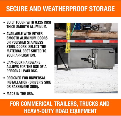 Buyers Products 1763142 Aluminum Underbody Truck Tool Box, Stainless Steel Double Barn Doors, Cam Lock Rod, Weatherproof Storage for Flatbed Trailer and Dump Truck, 24 x 24 x 48 Inch, Made in USA